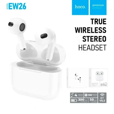 HOCO EW26 True Wireless Stereo Headset – White Color